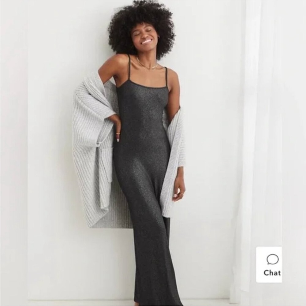 Aerie Black Ribbed Dress